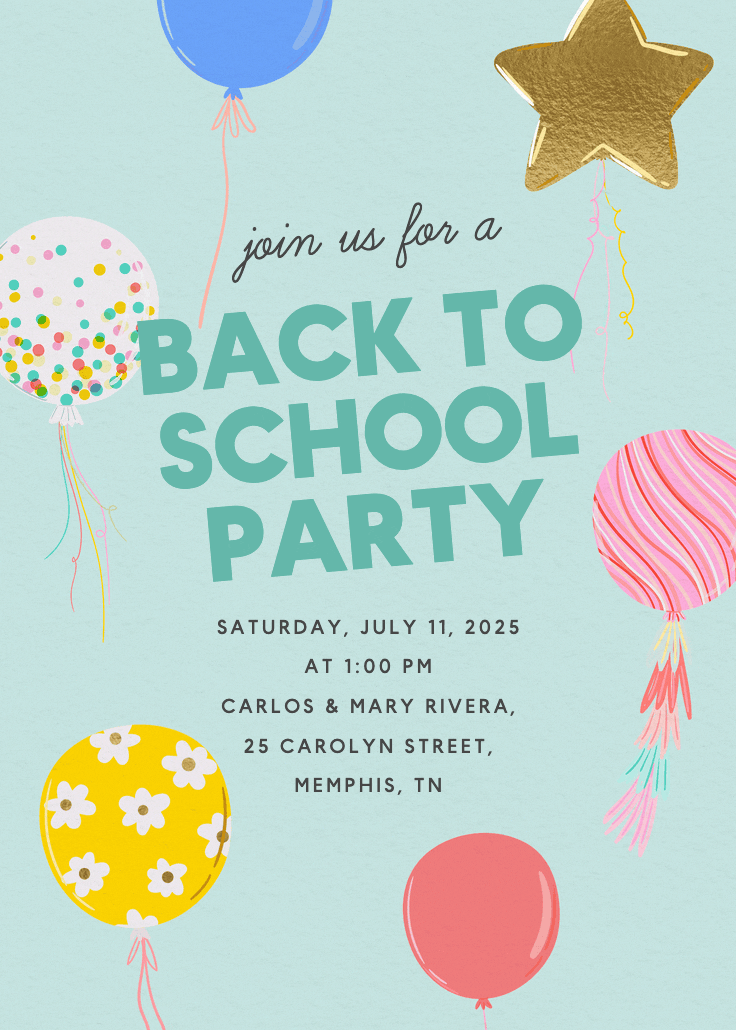 Party poppin - back to school invitation